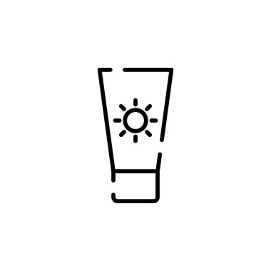 Güneş kremi ikonu vektörü. İnce çizgi işareti. izole edilmiş sınır sembolü çizimi