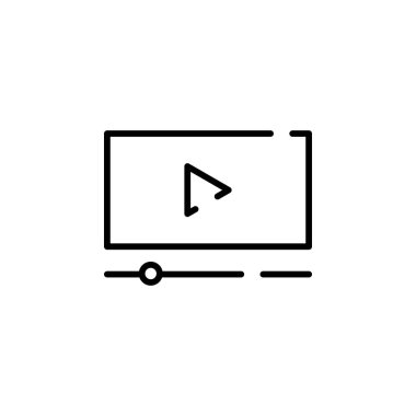 Video oynatıcı simge vektörü. İnce çizgi işareti. izole edilmiş sınır sembolü çizimi