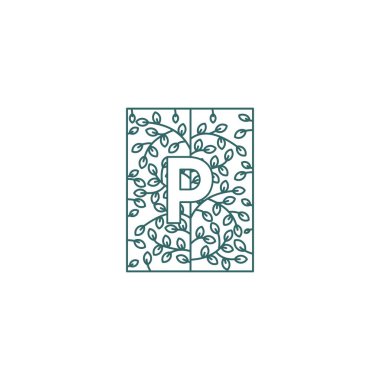  Simple Letter P Logo in Floral Ornament Initial Design Concept