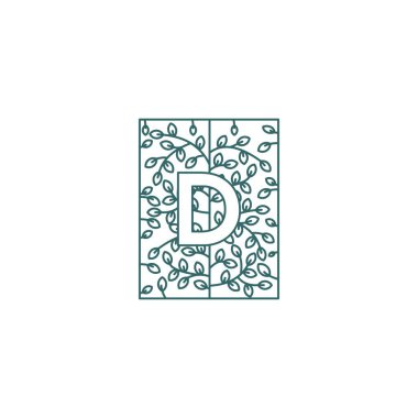 Simple Letter D Logo in Floral Ornament Initial Design Concept