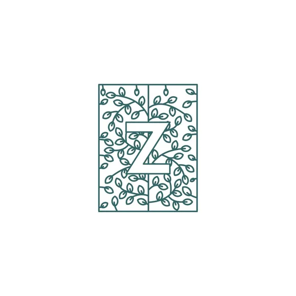 Simple Letter Logo Floral Ornament Initial Design Concept — Stok Vektör