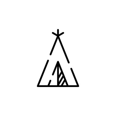 Camp, Tent, Camping, Travel Dotted Line Icon Vector Illustration Logo Template. Suitable For Many Purposes.