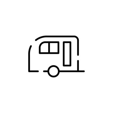 Caravan, Camper, Travel Dotted Line Icon Vector Illustration Logo Template. Suitable For Many Purposes.