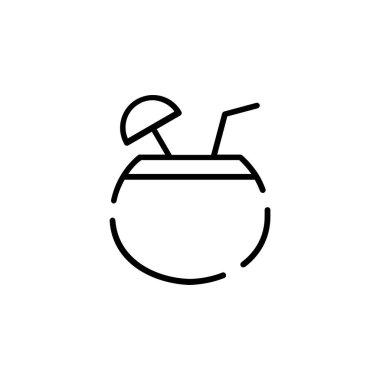 Coconut Drink, Juice Dotted Line Icon Vector Illustration Logo Template. Suitable For Many Purposes.
