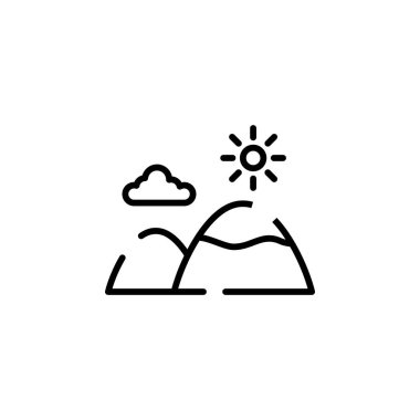 Mountain, Hill, Mount, Peak Dotted Line Icon Vector Illustration Logo Template. Suitable For Many Purposes.