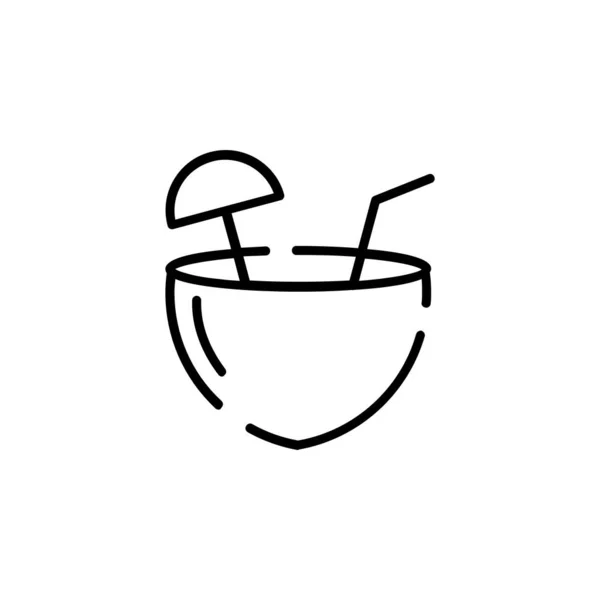 Coconut Drink Juice Dotted Line Icon Vector Illustration Logo Template — Stockový vektor