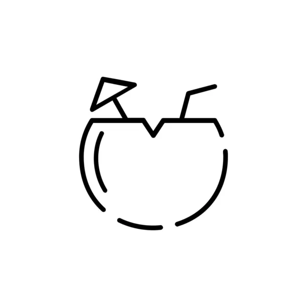 Coconut Drink Juice Dotted Line Icon Vector Illustration Logo Template — Stockvektor