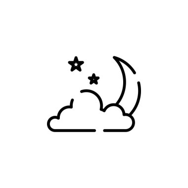 Moon, Night, Moonlight, Midnight Dotted Line Icon Vector Illustration Logo Template. Suitable For Many Purposes.