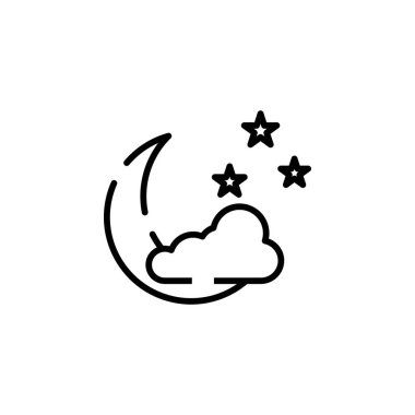 Moon, Night, Moonlight, Midnight Dotted Line Icon Vector Illustration Logo Template. Suitable For Many Purposes.