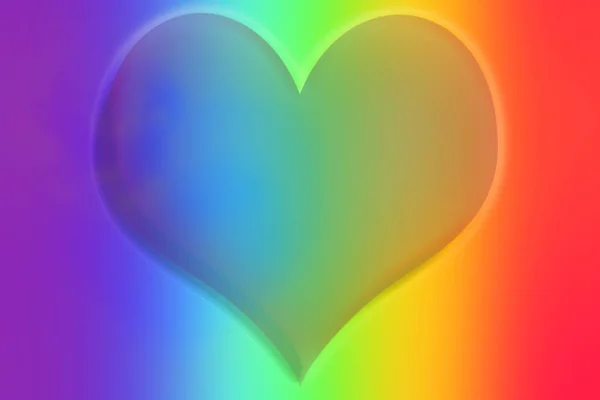 ぼやけた虹色の背景にハート Lgbt ゲイの誇り トランスジェンダーの概念 — ストック写真