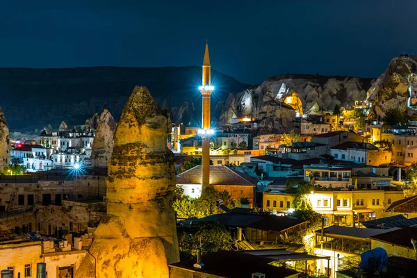 Nachtansicht Von Göreme Türkei Goreme Ist Bekannt Für Seine Märchenhaften — Stockfoto