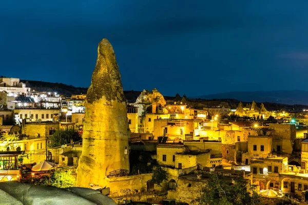 Nachtansicht Von Göreme Türkei Goreme Ist Bekannt Für Seine Märchenhaften Stockbild