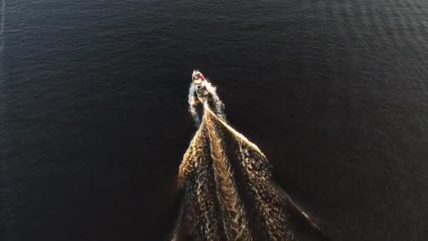 Aereo Drone Vista Dall Alto Con Spazio Copia Crociera Barca — Video Stock
