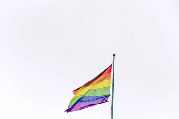 Großaufnahme Einer Regenbogenfahne Auf Einer Straße Das Symbol Der Lesbischen — Stockfoto