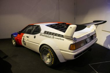 Munich, Germany - July 7 2022: Historic collection of BMW racing, sport, classic, concept cars and motorcycles. Interior of automobile museum. Permanent exhibition of first cars and electric concepts