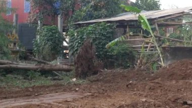 Kampong - Kamboçya - 03 - 12 - 2019: küçük buldozerin önündeki bir bıçağı iterek hareket ettirin 