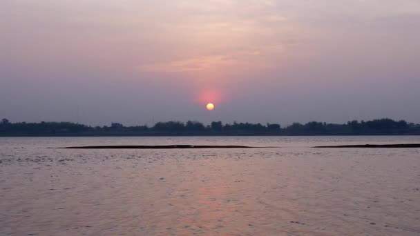 Prachtige Zonsopgang Mekong Rivier — Stockvideo