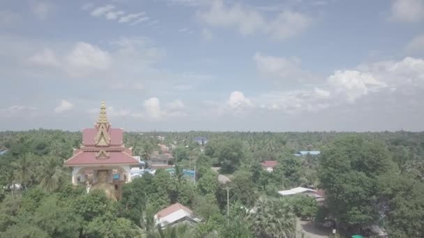 Drone Disparo Estatua Alta Buddha Sentado Dentro Edificio Religioso Por — Vídeo de stock