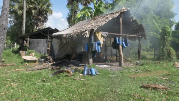 Small Workshop Rural Area Smoky Sweetest Palm Sugar Boiled Large — Stock video