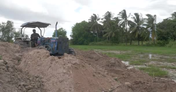 Kampot Cambodia 2021 Field Soil Reclamation Preparation Construction Expansion Housing — Vídeo de Stock