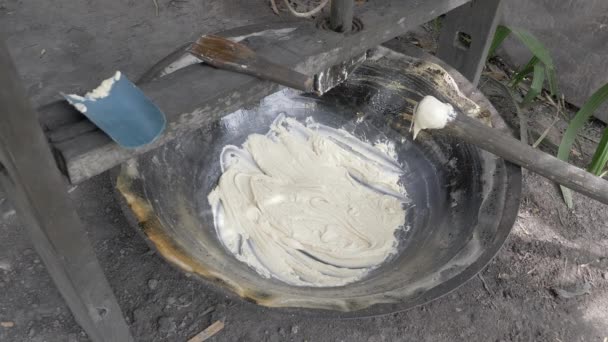 Fechar Pasta Açúcar Palma Dentro Uma Cozinha Madeira Pronto Para — Vídeo de Stock