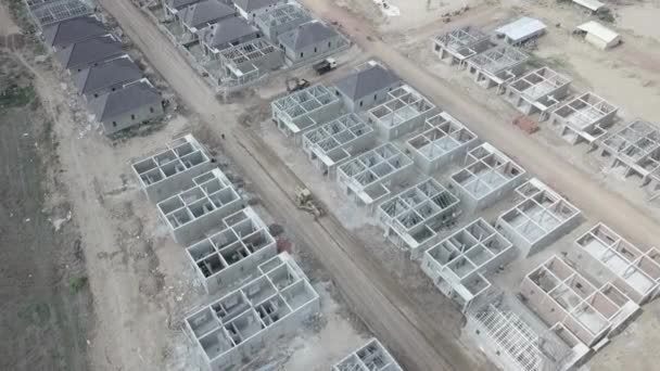 Overhead Drone Shot Construction 200 Villas Located Asia — Vídeos de Stock