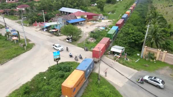 Kampot Camboya 2022 Imágenes Aéreas Aéreas Aviones Tripulados Del Tren — Vídeos de Stock