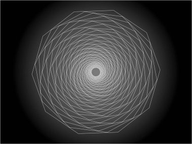 Grafik programındaki bir dizi düzenli decagon işleminden kaynaklanan Rosette biçimli bir nesnenin canlandırması.