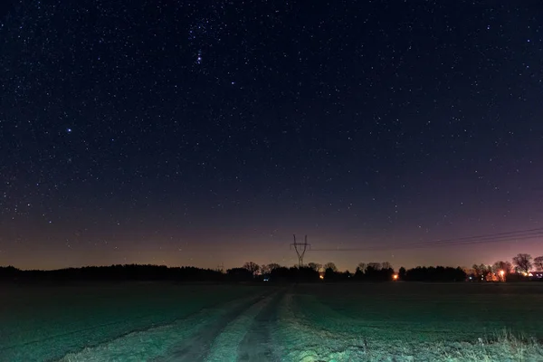 Une Vaste Plaine Champs Arables Prairies Fait Nuit Est Une — Photo