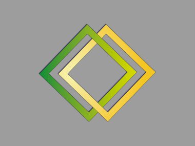 Bir grafik programında karelerin dönüşümünden kaynaklanan bir nesneyi gösteren vektör grafikleri. 3 boyutlu etki, gradyan ve gölgelerin uygulanmasıyla elde edildi..