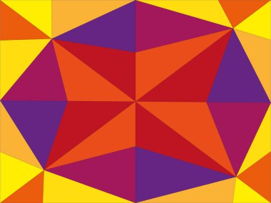 Vektör grafikleri ölçekleme, döndürme ve boyama üçgenlerinden kaynaklanan çok renkli bir dokuyu gösterir.