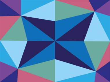 Vektör grafikleri ölçekleme, döndürme ve boyama üçgenlerinden kaynaklanan çok renkli bir dokuyu gösterir.