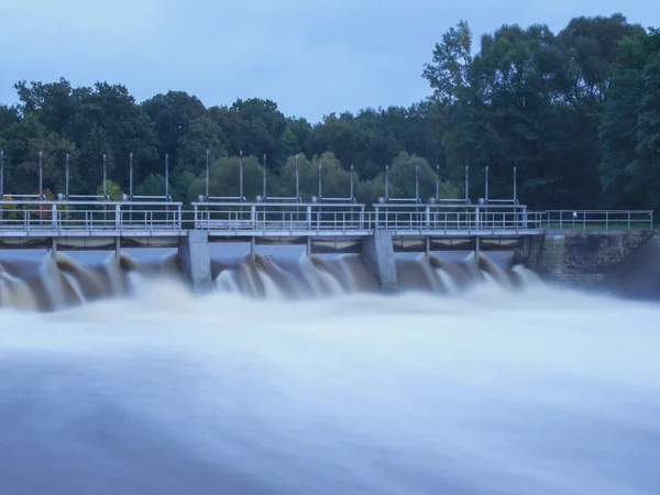 Dam Hydroelectric Power Plant Water Discharge Due Utensilization Progress Water — Stock Photo, Image