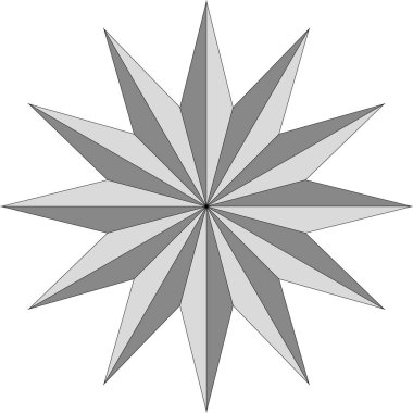 12 noktalı bir yıldızın vektör görüntüsü. 3D etkisi tonal geçişler uygulayarak elde edildi..