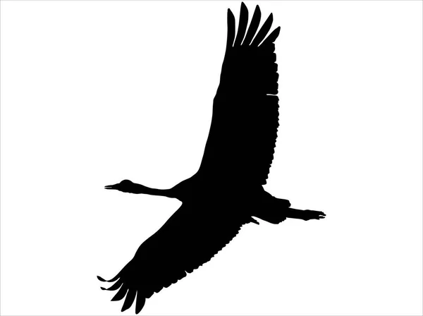空飛ぶクレーンの黒いシルエットを描いたベクトルグラフィック — ストックベクタ