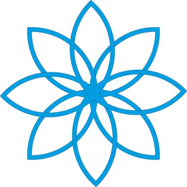 Çember dönüşümlerinden kaynaklanan mavi çiçekli bir nesnenin vektör görüntüsü.