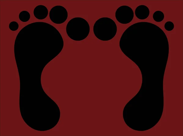 赤い背景に置かれた黒い足のイメージを示すベクトルグラフィック — ストックベクタ