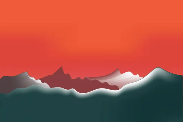 Majestic Mountains Backdrop Colorful Sunset — Stockvektor
