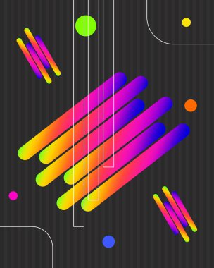 Renkli geometrik elementlerle soyut koyu arkaplan. Gradyan arkaplan