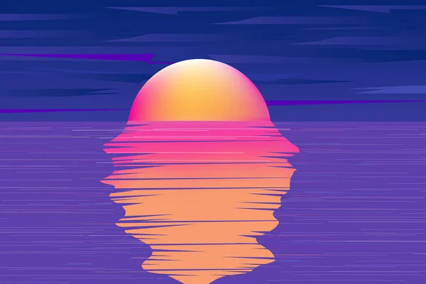 Beautiful Sunset Sunset Ocean Reflection Sun Water — Stockvektor