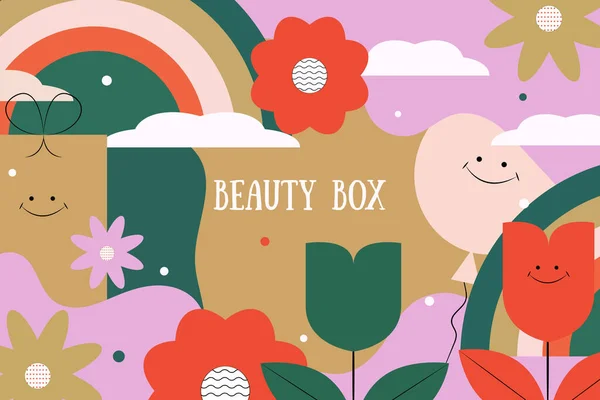 Colorful Cover Beauty Box Abstract Background Poster Banner Wallpaper Sticker — Image vectorielle