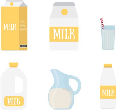 Kahvaltı için süt ürünleri, süt, milkshake, farklı paketlerdeki süt, süt ambalajlama