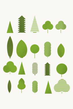 Düz ağaçlar, doğa, izole ağaç, geometrik şekillerden orman