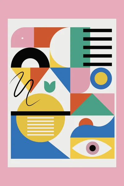 Luminoso Sfondo Astratto Con Forme Geometriche Elementi Poster Colorato Banner — Vettoriale Stock