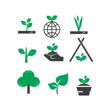 Çevre dostu ikonlar koleksiyonu. Çevresel koruma. Doğanın korunması. Renkli düz resimleme.