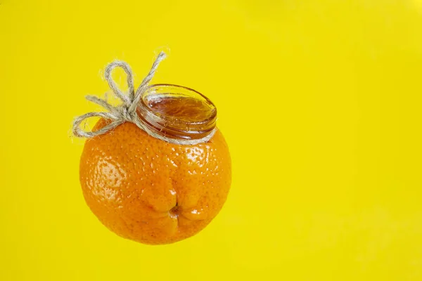 Marmelade Marmelade Einem Glas Mit Der Form Einer Mandarine Orange — Stockfoto