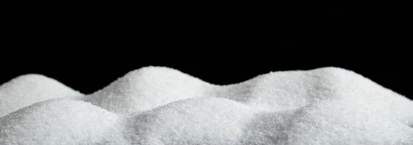 Fluffy White Snow Hills Black Background Salt Crystals Posing Snow — Foto Stock
