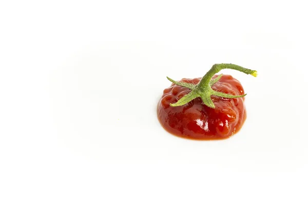 Ketchup Blob Star Shaped Tomato Stem Isolated White Background — Stockfoto