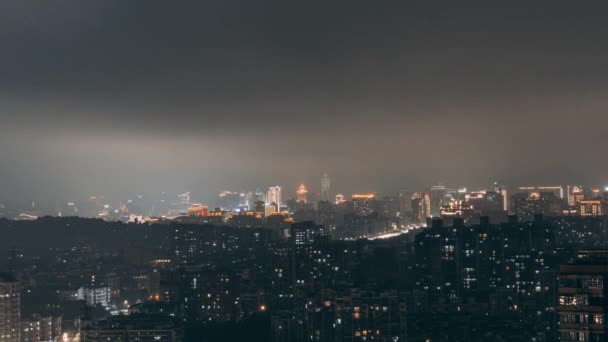 Video Van Dark Clouds Hangzhou Night Time Vervallen Met Nachtzicht — Stockvideo