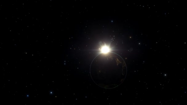 4K地球黑暗面与月亮 太阳和天空的镜头 — 图库视频影像